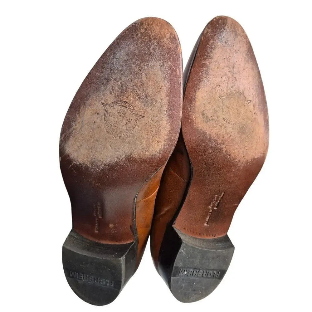 VTG Florsheim Designer Collection Cognac Brown Leather Wingtip Loafers Mens 11.5